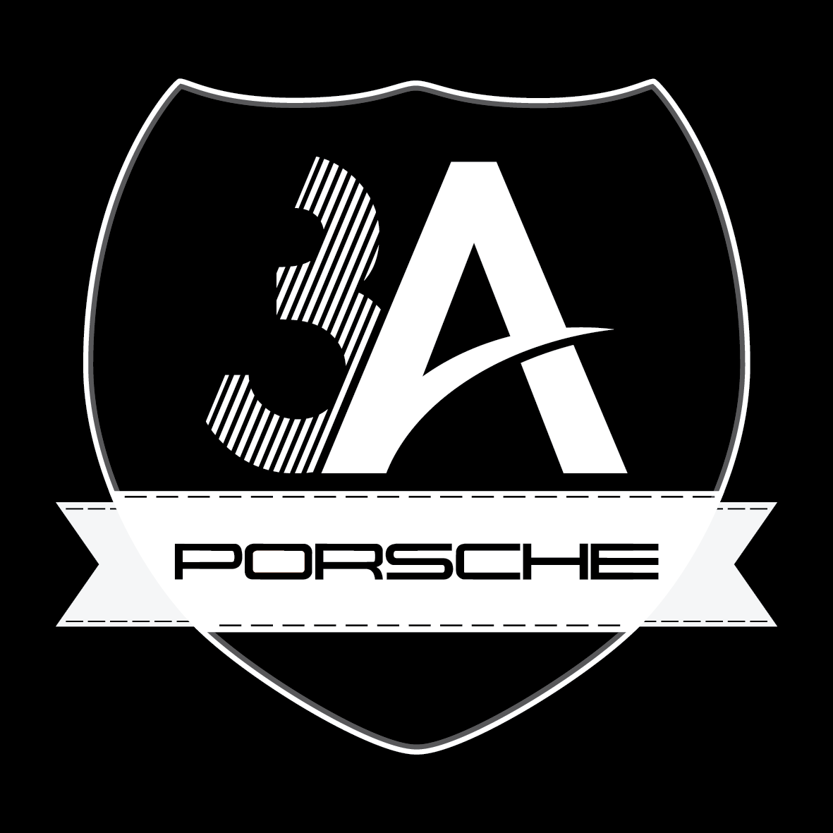 3a porsche logo tasarimi siyah zemin çizgisel